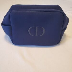 Dior CD Logo Mens Navy Blue Toiletry Bag Dropp Kit Travel Pouch Case NWOT Soft